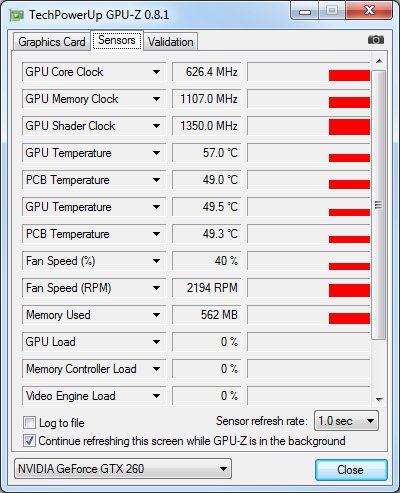 Температура видеокарты в TechPowerUp GPU-Z