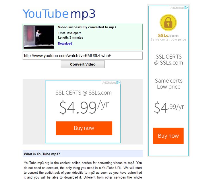 Вырезание музыки из клипов на YouTube c помощью YouTube-mp3.org