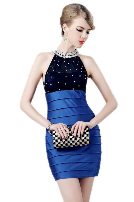 Обтягивающее синее коктейльное платье