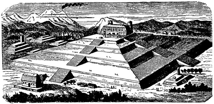 Одно из первых изображений пирамиды Чолулы