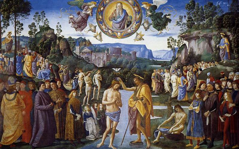 Фреска на северной стене Капеллы, «Крещение Христа», Перуджино