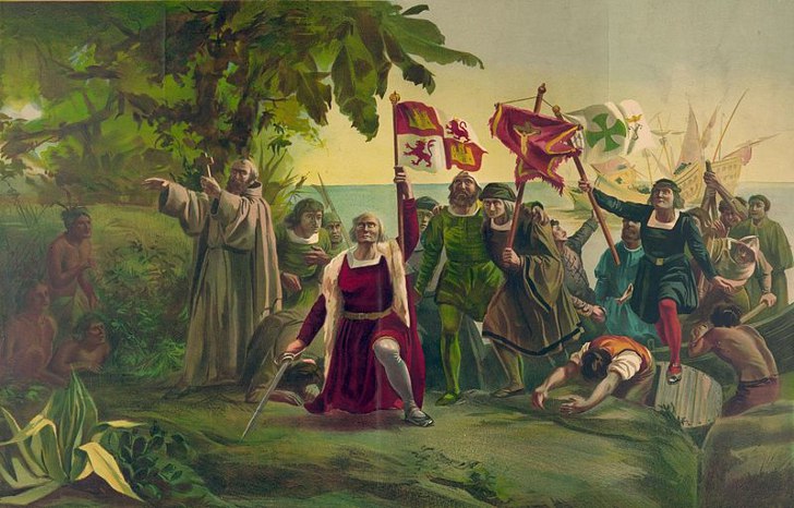 Картина Диоскоро Пуэбло «Высадка Колумба в Америке»