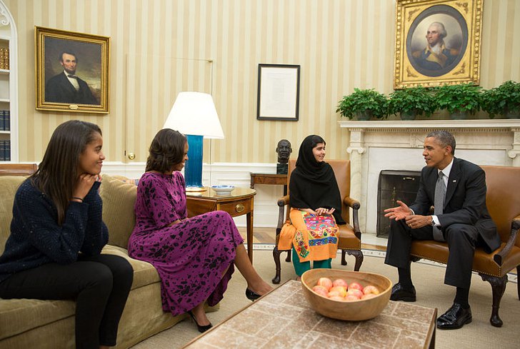 Малала Юсуфзай на встрече с президентом США