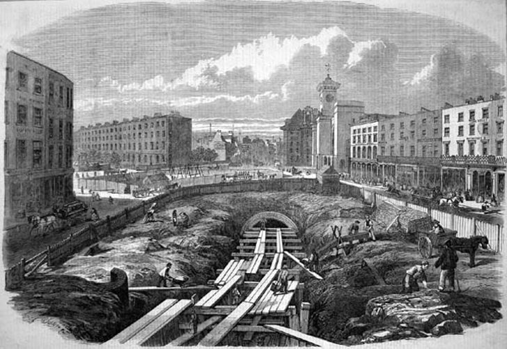 Строительство первого в мире метрополитена в Лондоне, 1861 год