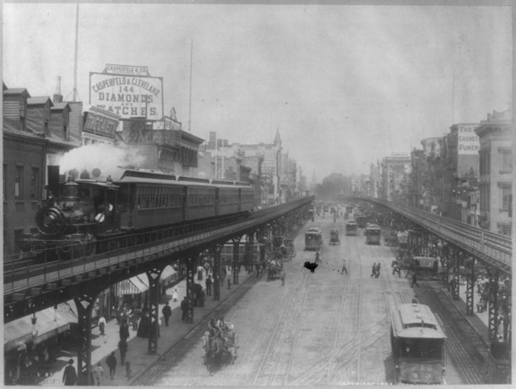 Эстакадная линия метро в Нью-Йорке на Девятой авеню, 1896 год